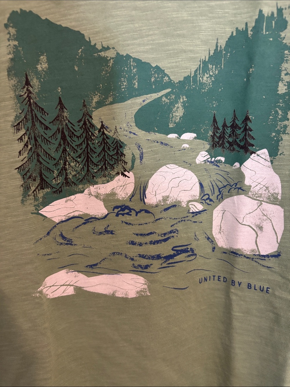 United By Blue Woodcut River s/s graphic tee in Fern Green - Picture 3 of 4